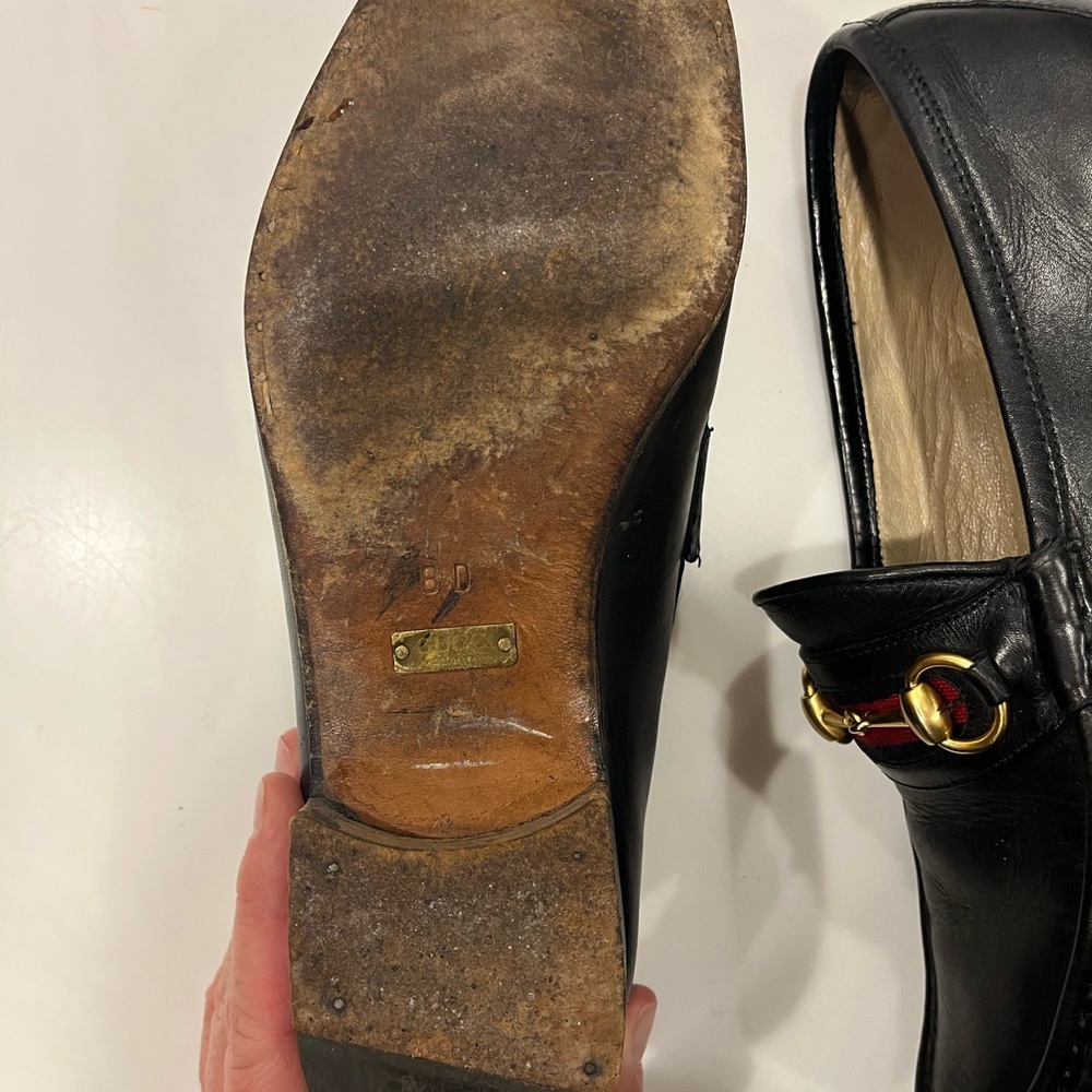 Gucci Black Leather Horsebit Loafers with Red Web - Picture 5 of 8